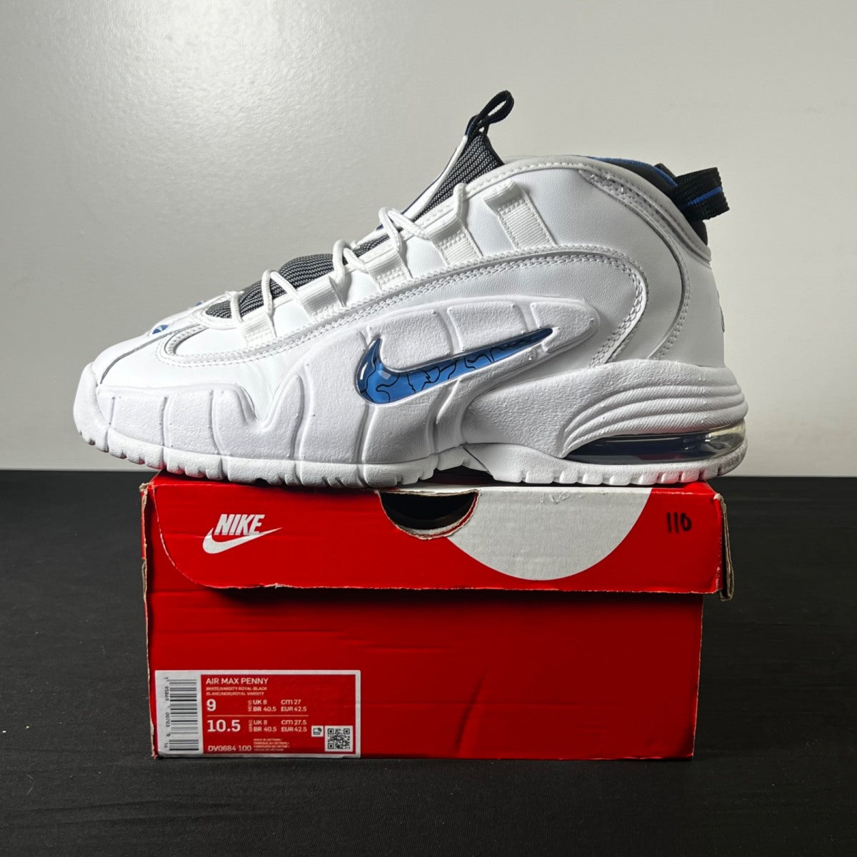 Nike Air Max Penny 1 Home (2022) 9 (Lightly Worn Pre-Owned)NikeWhite/Varsity Royal-Black - Image 3