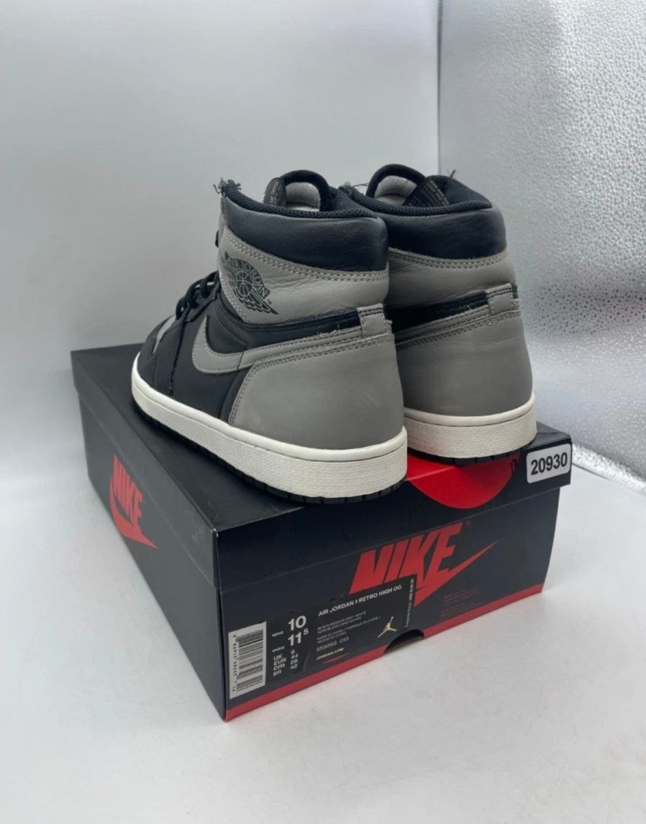Jordan 1 Retro High Shadow (2018) 10 (Moderately Worn Pre-Owned)JordanBlack/Medium Grey-White - Image 4