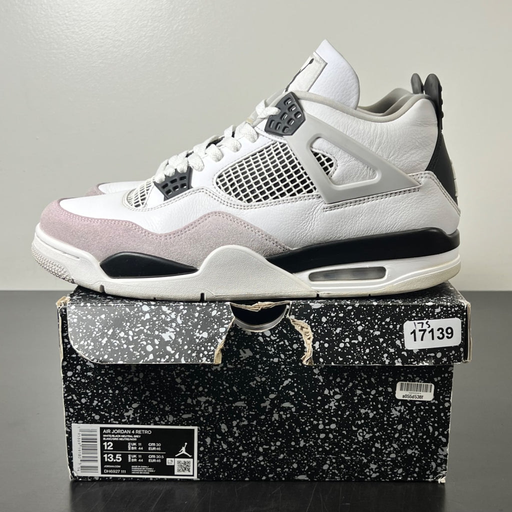 Jordan 4 Retro Military Black 12 (Moderately Worn Pre-Owned)JordanWhite/Black-Neutral Grey - Image 3