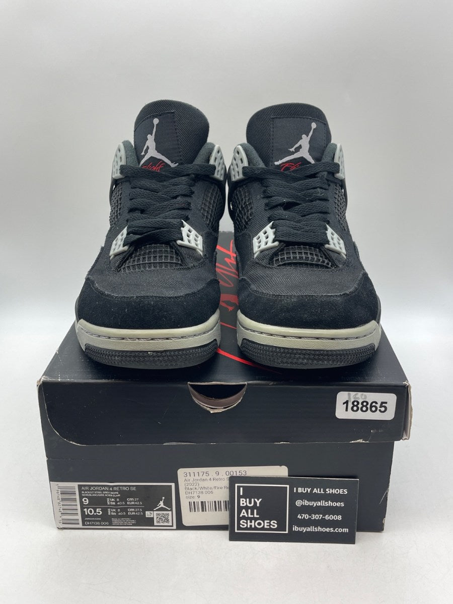 Jordan 4 Retro SE Black Canvas 9 (Heavily Worn Pre-Owned) - Image 2