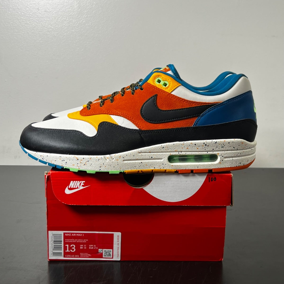 Nike Air Max 1 Multi Mix 13 (Lightly Worn Pre-Owned)NikeWhite/Black-Rust-Blue - Image 3