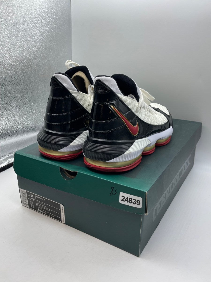 Nike LeBron 16 Remix 11 (Moderately Worn Pre-Owned)NikeWhite/Black-Metallic Gold-Varsity Crimson - Image 5