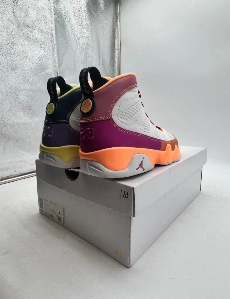 Jordan 9 Retro Change The World (Women's) 12W (Lightly Worn Pre-Owned)JordanWhite/Multi-Color-White - Image 5