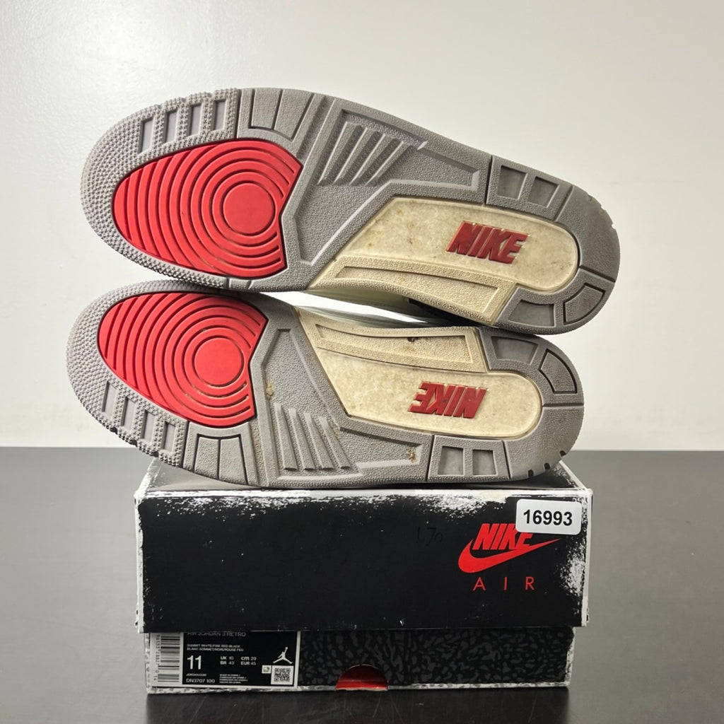 Jordan 3 Retro White Cement Reimagined 11 (Moderately Worn Pre-Owned)JordanSummit White/Fire Red/Black/Cement Grey - Image 6