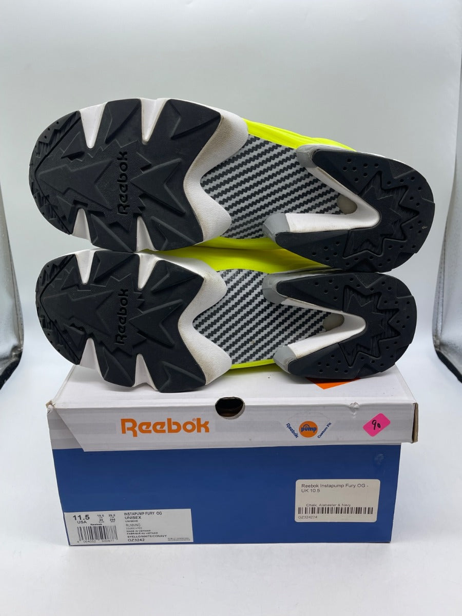 Reebok Instapump Fury OG Solar Yellow 11.5 (Moderately Worn Pre-Owned)ReebokSolar Yellow/White/Collegiate Navy - Image 7