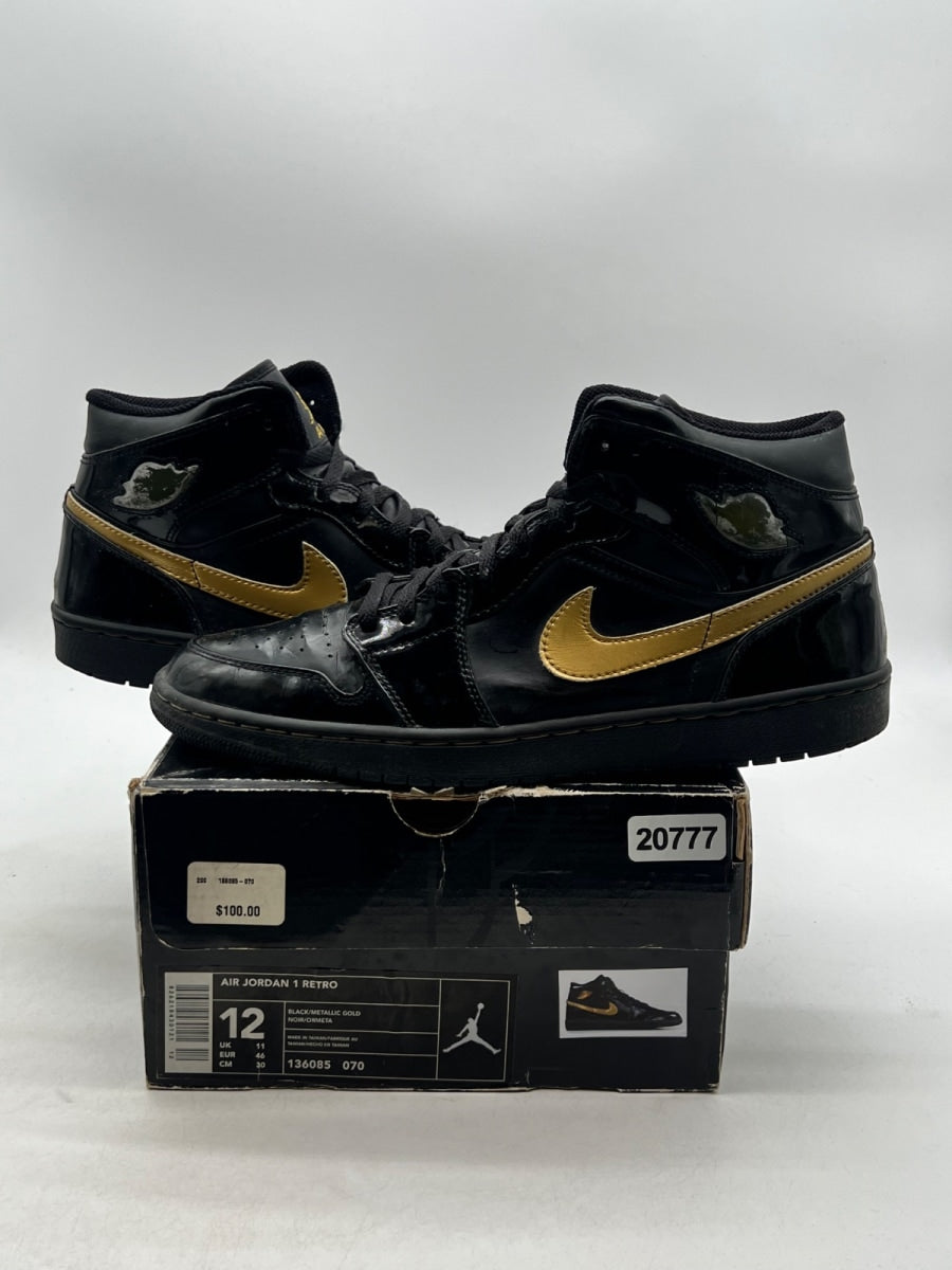 Jordan 1 Retro Black Metallic Gold (2003) 12 (Heavily Worn Pre-Owned) - Image 1