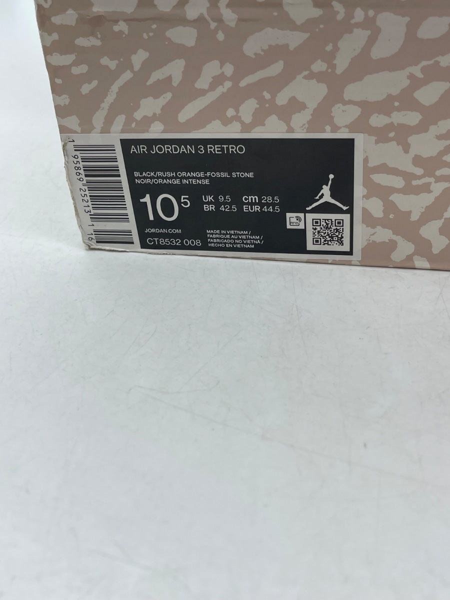 Jordan 3 Retro Desert Elephant 10.5 (Moderately Worn Pre-Owned)JordanBlack/Rush Orange/Fossil Stone/Sail - Image 9