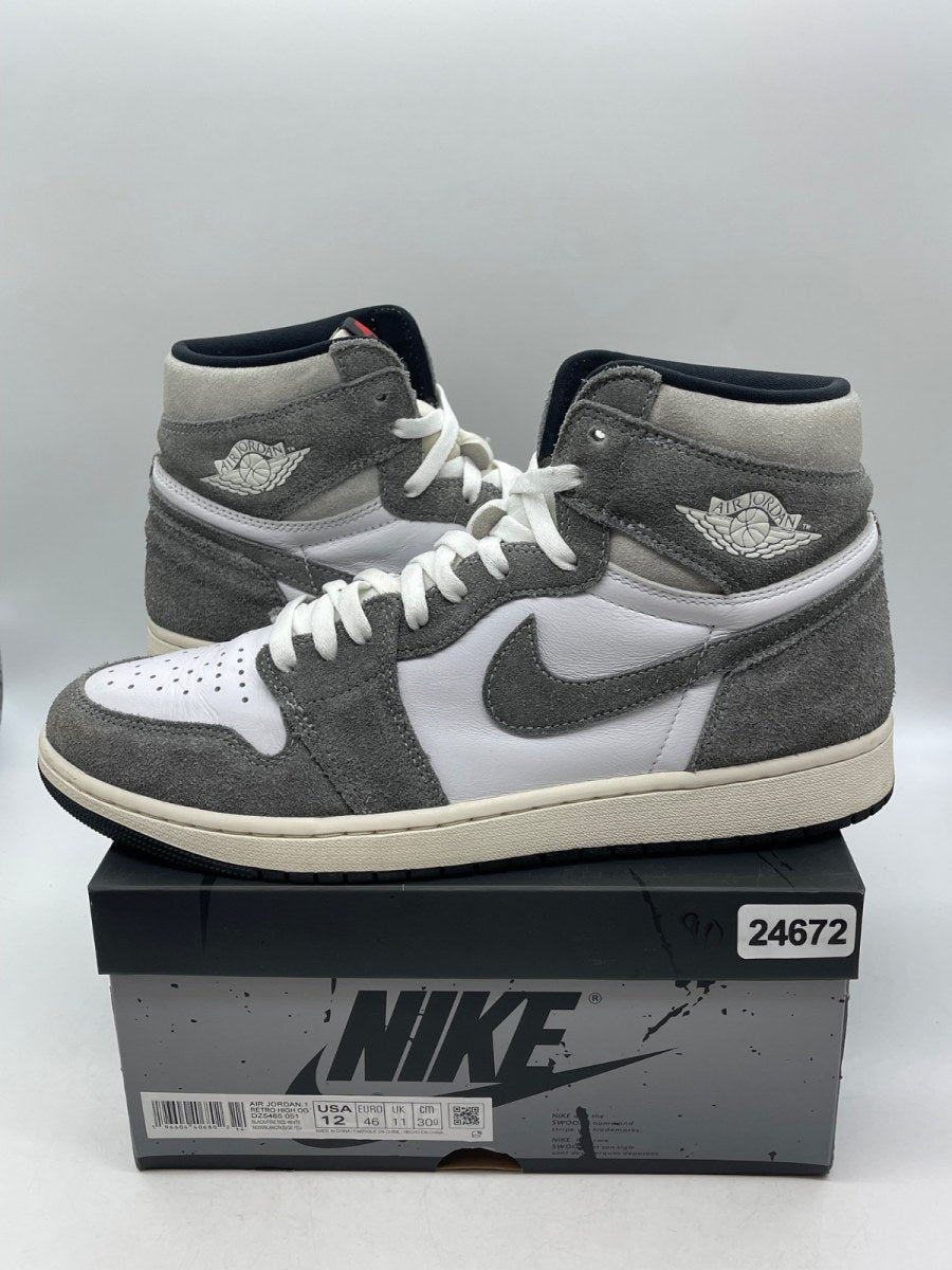 Jordan 1 Retro High OG Washed Black 12 (Moderately Worn Pre-Owned)JordanBlack/Fire Red/Light Smoke Grey/Sail - Image 1