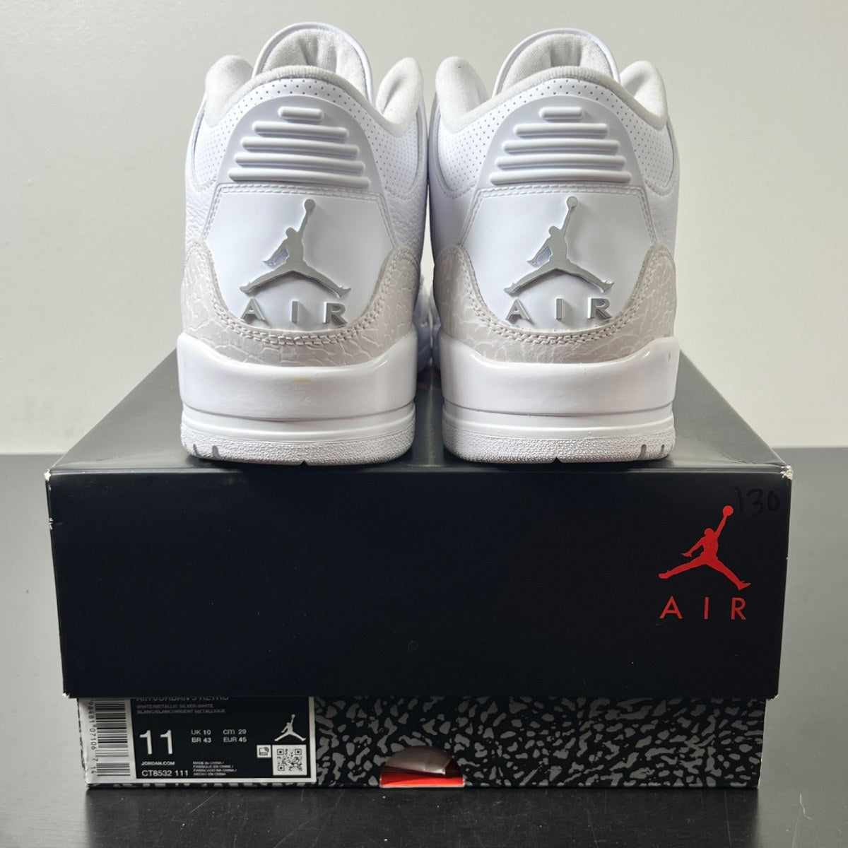 Jordan 3 Retro Pure Money (2025) 11 (Lightly Worn Pre-Owned)JordanWhite/White/Metallic Silver - Image 4