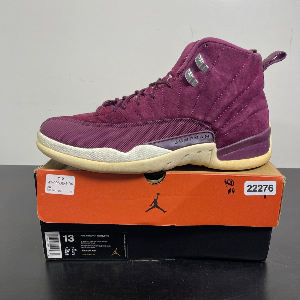 Jordan 12 Retro Bordeaux 13 (Moderately Worn Pre-Owned)JordanBordeaux/Sail-Metallic Silver - Image 3