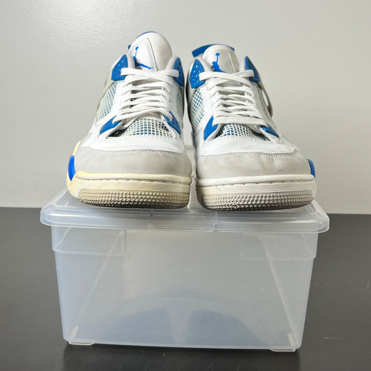 Jordan 4 Retro Military Blue (2012) 14 (Heavily Worn Pre-Owned)JordanWhite/Military Blue-Neutral Grey - Image 2