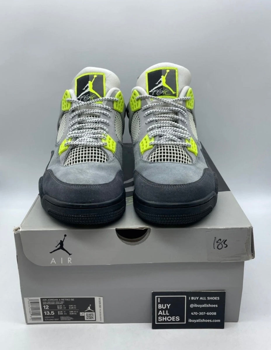 Jordan 4 Retro SE 95 Neon 12 (Lightly Worn Pre-Owned)JordanCool Grey/Volt-Wolf Grey-Anthracite - Image 2