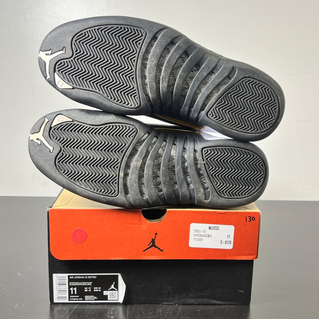 Jordan 12 Retro Royalty Taxi 11 (Lightly Worn Pre-Owned)JordanWhite/Black-Metallic Gold - Image 6