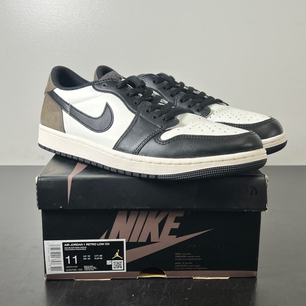 Jordan 1 Retro Low OG Mocha 11 (Lightly Worn Pre-Owned)JordanWhite/Black-Dark Mocha - Image 1