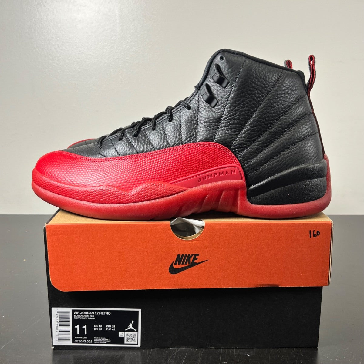 Jordan 12 Retro Flu Game (2025) 11 (Lightly Worn Pre-Owned)JordanBlack/Varsity Red - Image 3