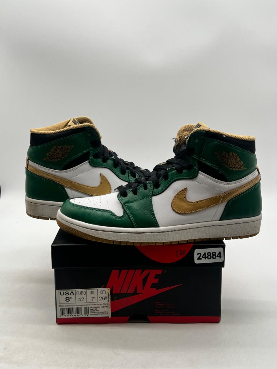 Jordan 1 OG Celtics 8.5 (Lightly Worn Pre-Owned)JordanClover/Metallic Gold/White/Black - Image 1