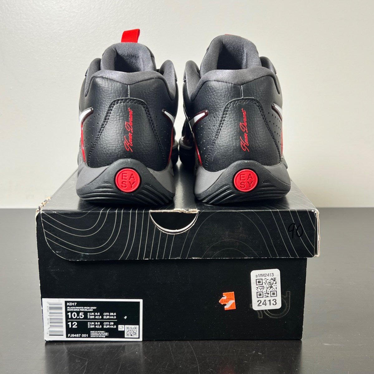Nike KD 17 Late Night 10.5 (Lightly Worn Pre-Owned)NikeBlack/White/Iron Grey/University Red - Image 4