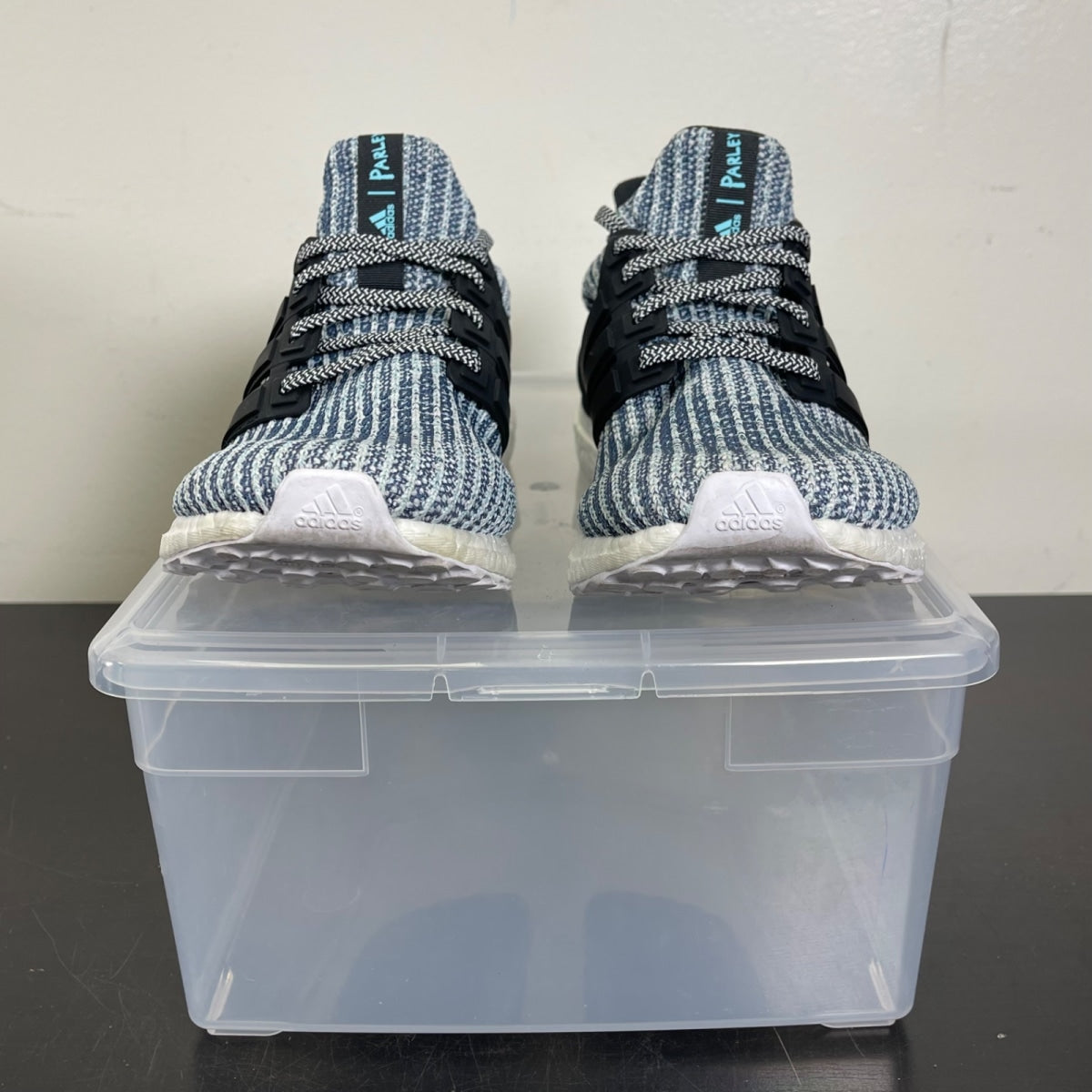 adidas Ultra Boost 4.0 Parley Carbon Blue Spirit 8 (Moderately Worn Pre-Owned)adidasFootwear White/Carbon/Blue Spirit - Image 2