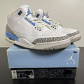 Jordan 3 Retro UNC (2020) 12 (Moderately Worn Pre-Owned)JordanWhite/Valor Blue-Tech Grey - Image 1