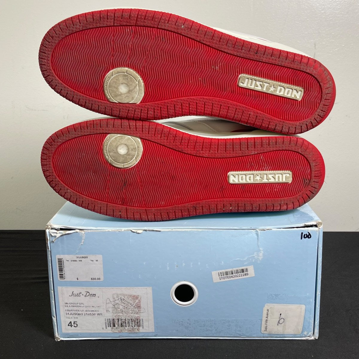 Just Don Courtside Low 'White Red' (Size 45) - Image 5
