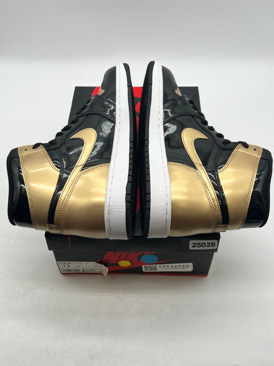 Jordan 1 Retro High NRG Patent Gold Toe 12 (Lightly Worn Pre-Owned)JordanBlack/Metallic Gold-Summit White - Image 7