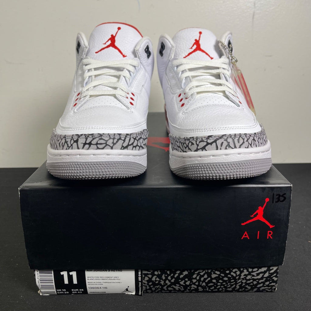 Jordan 3 Retro Hall of Fame 11 (Moderately Worn Pre-Owned)JordanWhite/Fire Red-Cement Grey-Black