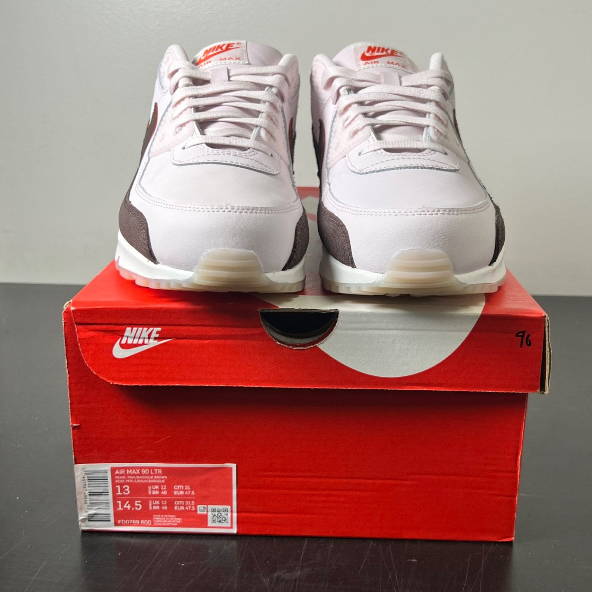 Nike Air Max 90 Brown Tile 13 (Lightly Worn Pre-Owned)NikePink/Brown/White - Image 2
