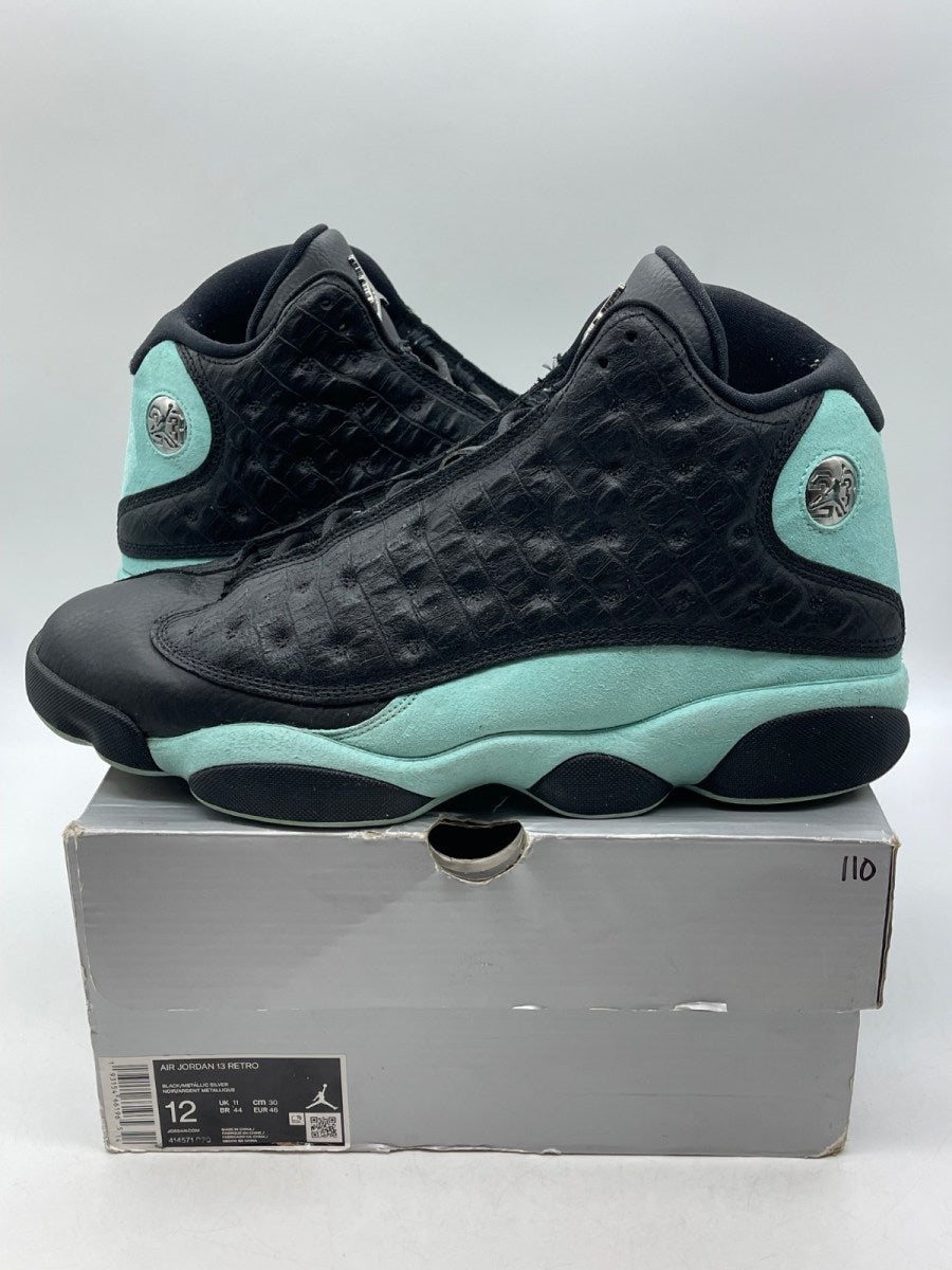 Jordan 13 Retro Black Island Green 12 (Moderately Worn Pre-Owned) - Image 1