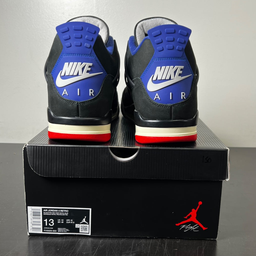Jordan 4 Retro Rare Air (Gold Lettering) 13 (Lightly Worn Pre-Owned)JordanBlack/Fire Red/Deep Royal Blue/Dark Smoke Grey/Tech Grey - Image 5