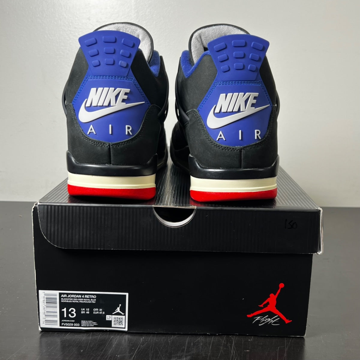 Jordan 4 Retro Rare Air (Gold Lettering) 13 (Lightly Worn Pre-Owned)JordanBlack/Fire Red/Deep Royal Blue/Dark Smoke Grey/Tech Grey - Image 5