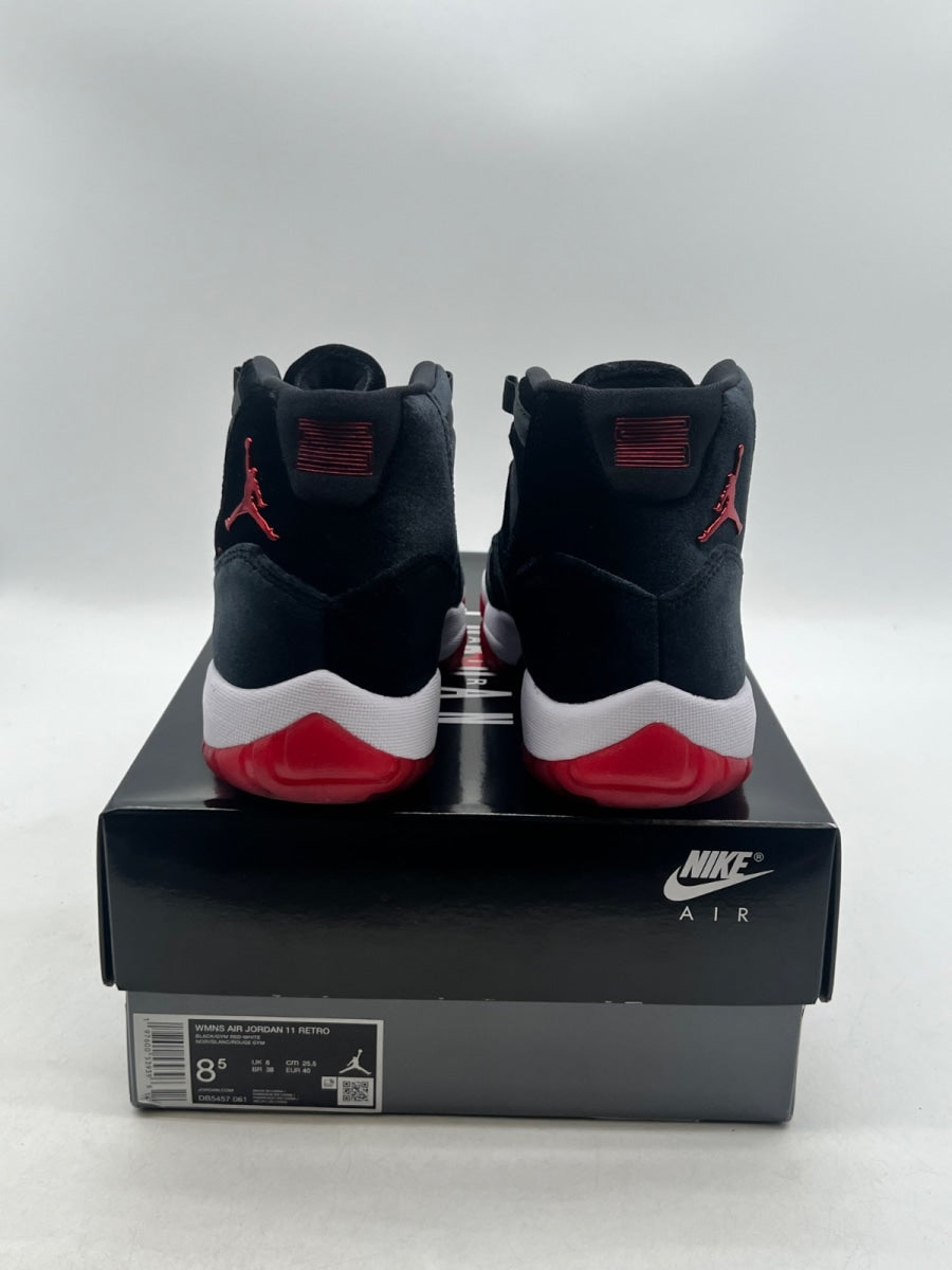Jordan 11 Retro Bred Velvet (Women's) 8.5W (Lightly Worn Pre-Owned)JordanBlack/Gym Red/White - Image 6