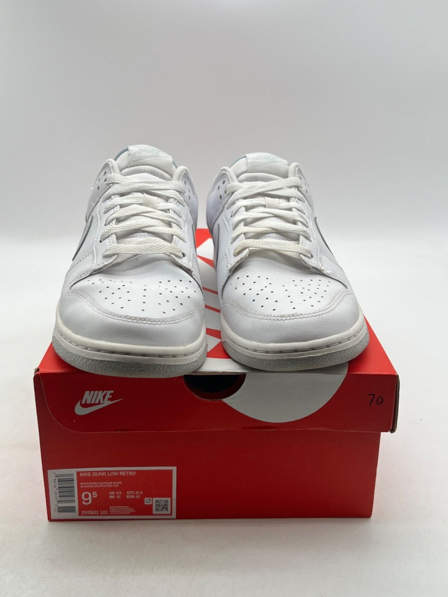 Nike Dunk Low Retro White Pure Platinum 9.5 (Moderately Worn Pre-Owned)NikeWhite/Pure Platinum - Image 2