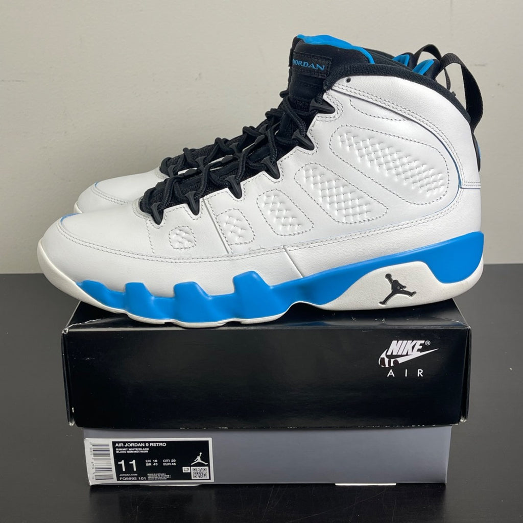 Jordan 9 Retro Powder Blue (2024) 11 (Moderately Worn Pre-Owned)JordanSummit White/Black/Dark Powder Blue - Image 3
