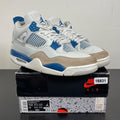 Jordan 4 Retro Military Blue (2024) 10.5 (Moderately Worn Pre-Owned)JordanOff-White/Military Blue/Neutral Grey - Image 1