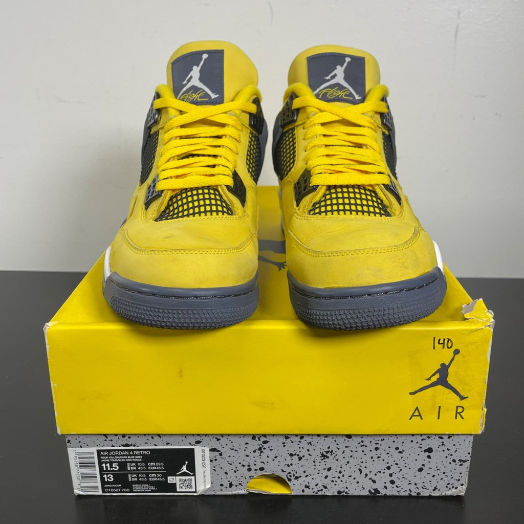 Jordan 4 Retro Lightning (2021) 11.5 (Moderately Worn Pre-Owned)JordanTour Yellow/White-Dark Blue Grey - Image 2
