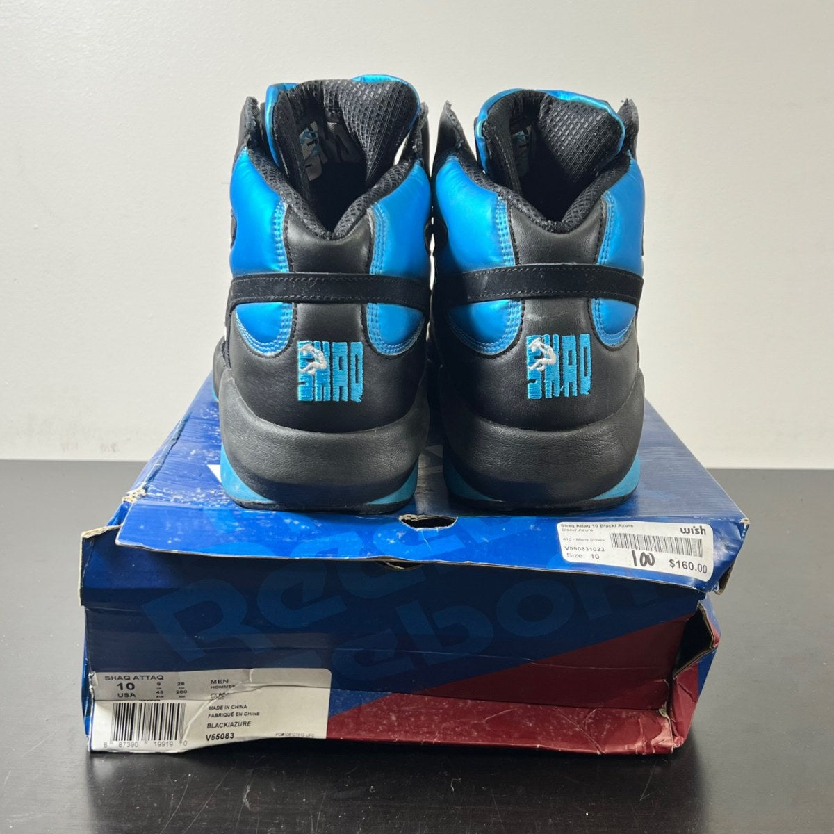 Reebok Shaq Attaq Azure Blue 10 (Lightly Worn Pre-Owned)ReebokBlack/Azure-White - Image 4