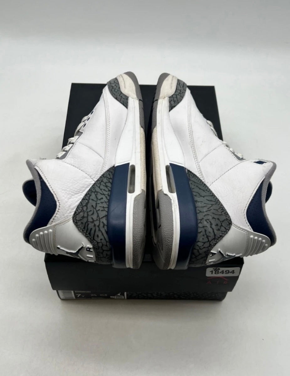 Jordan 3 Retro Midnight Navy (GS) 7Y (Moderately Worn Pre-Owned)JordanWhite/Midnight Navy/Cement Grey/Black - Image 7
