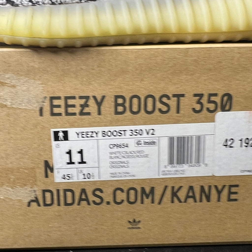 adidas Yeezy Boost 350 V2 Zebra 11 (Moderately Worn Pre-Owned)adidasWhite/Core Black/Red - Image 4