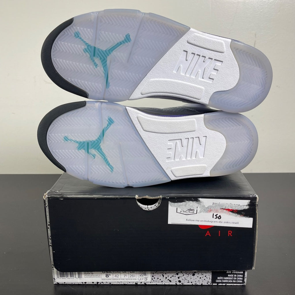 Jordan 5 Retro Grape (2025) 8.5 (Moderately Worn Pre-Owned)JordanWhite/Grape Ice-New Emerald - Image 5