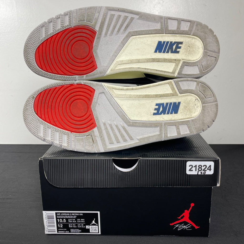 Jordan 3 Retro OG Rare Air 10.5 (Moderately Worn Pre-Owned)JordanBlack/Chile Red/Neutral Grey/Military Blue/Coconut Milk - Image 5