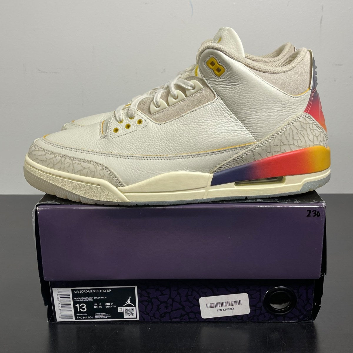 Jordan 3 Retro SP J Balvin Medellín Sunset 13 (Moderately Worn Pre-Owned)JordanMulti-Color/Multi-Color - Image 3