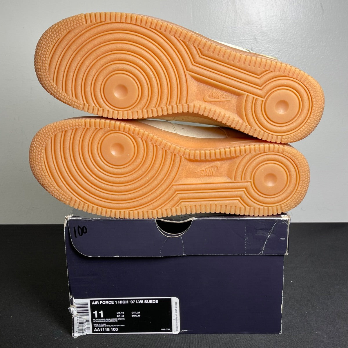 Nike Air Force 1 High '07 LV8 Suede Muslin Gum Medium Brown (Size 11) - Image 5