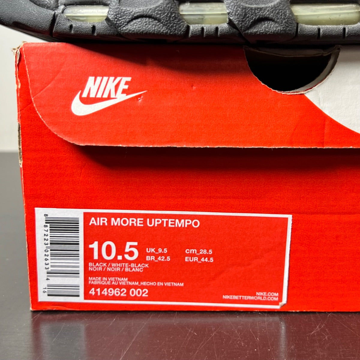 Nike Air More Uptempo Black White 10.5 (Lightly Worn Pre-Owned)NikeBlack/White - Image 4