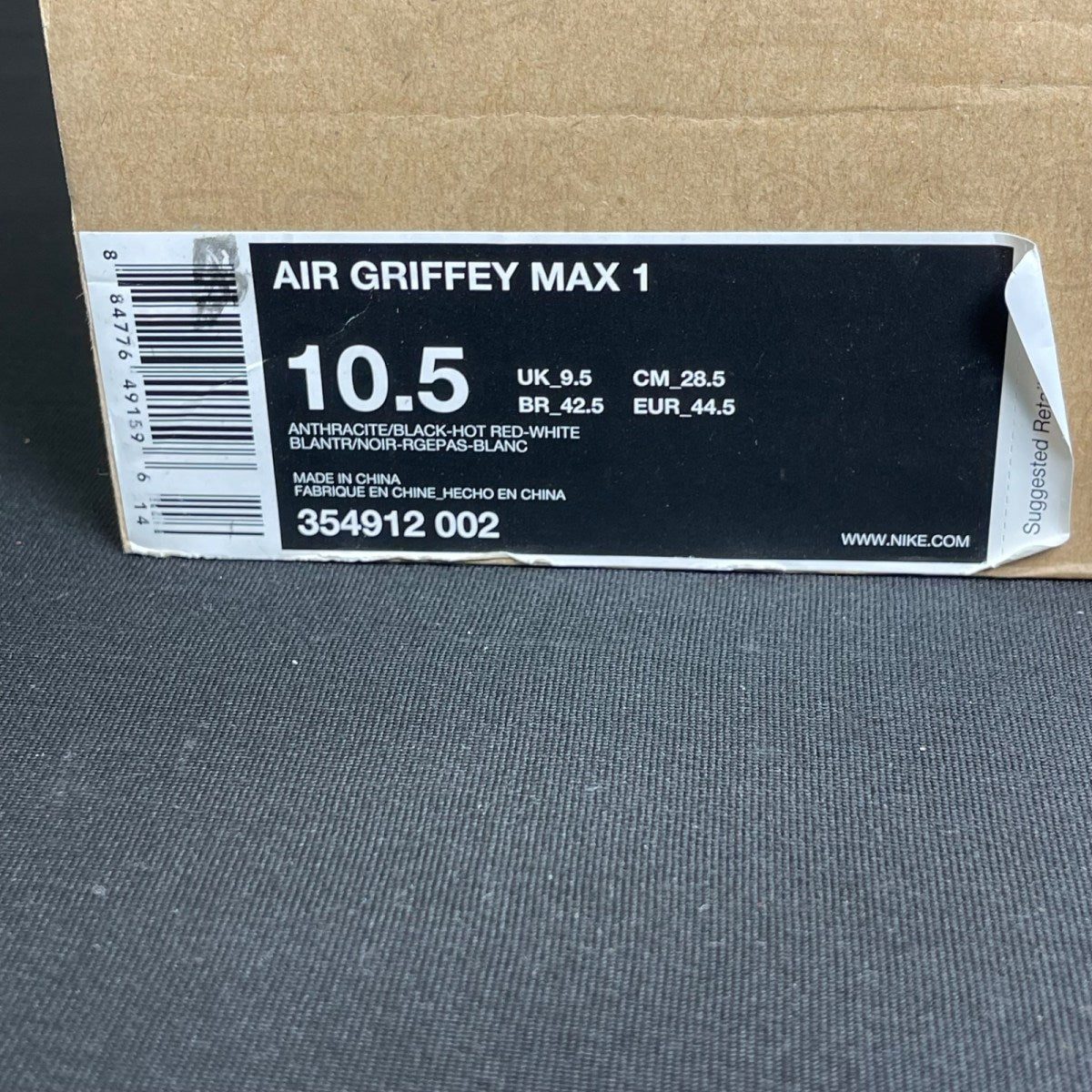 Nike Air Griffey Max 1 Anthracite Hot Red (Size 10.5) - aux