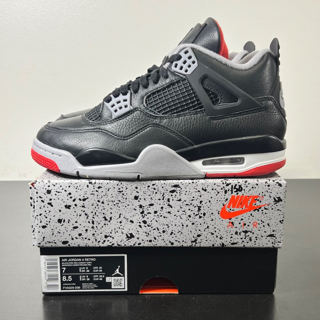 Jordan 4 Retro Bred Reimagined 7 (Lightly Worn Pre-Owned)JordanBlack/Cement Grey/Varsity Red/Summit White - Image 3