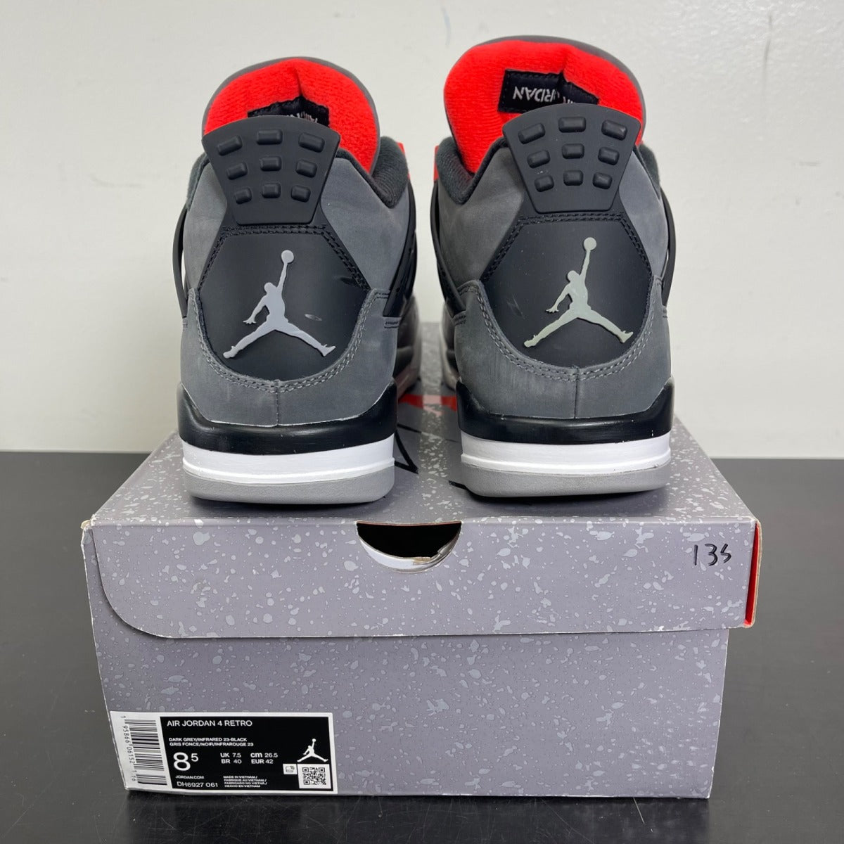 Jordan 4 Retro Infrared 8.5 (Moderately Worn Pre-Owned)JordanDark Grey/Infrared 23-Black-Cement Grey - Image 4