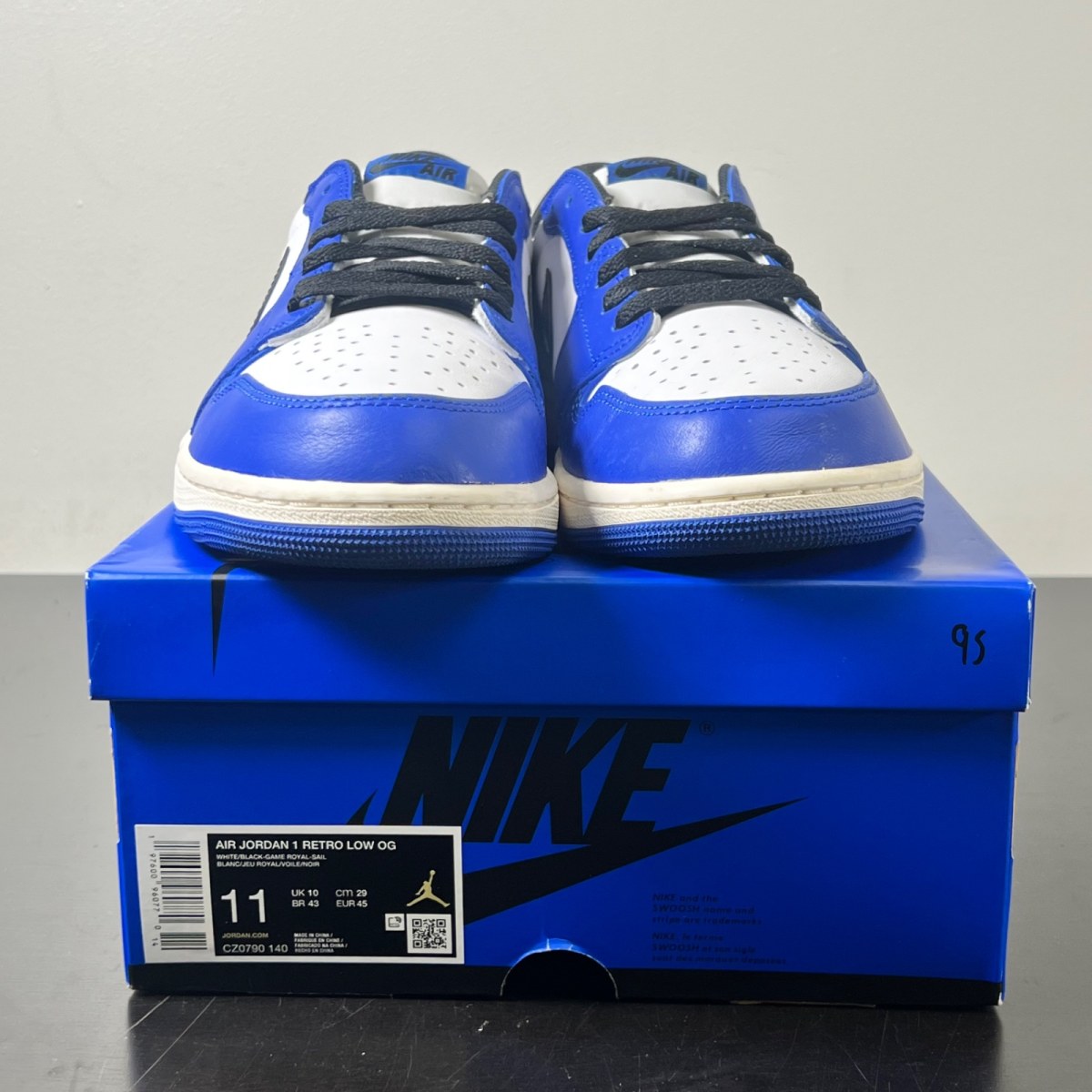 Jordan 1 Retro Low OG Game Royal 11 (Lightly Worn Pre-Owned)JordanWhite/Black/Game Royal - Image 2