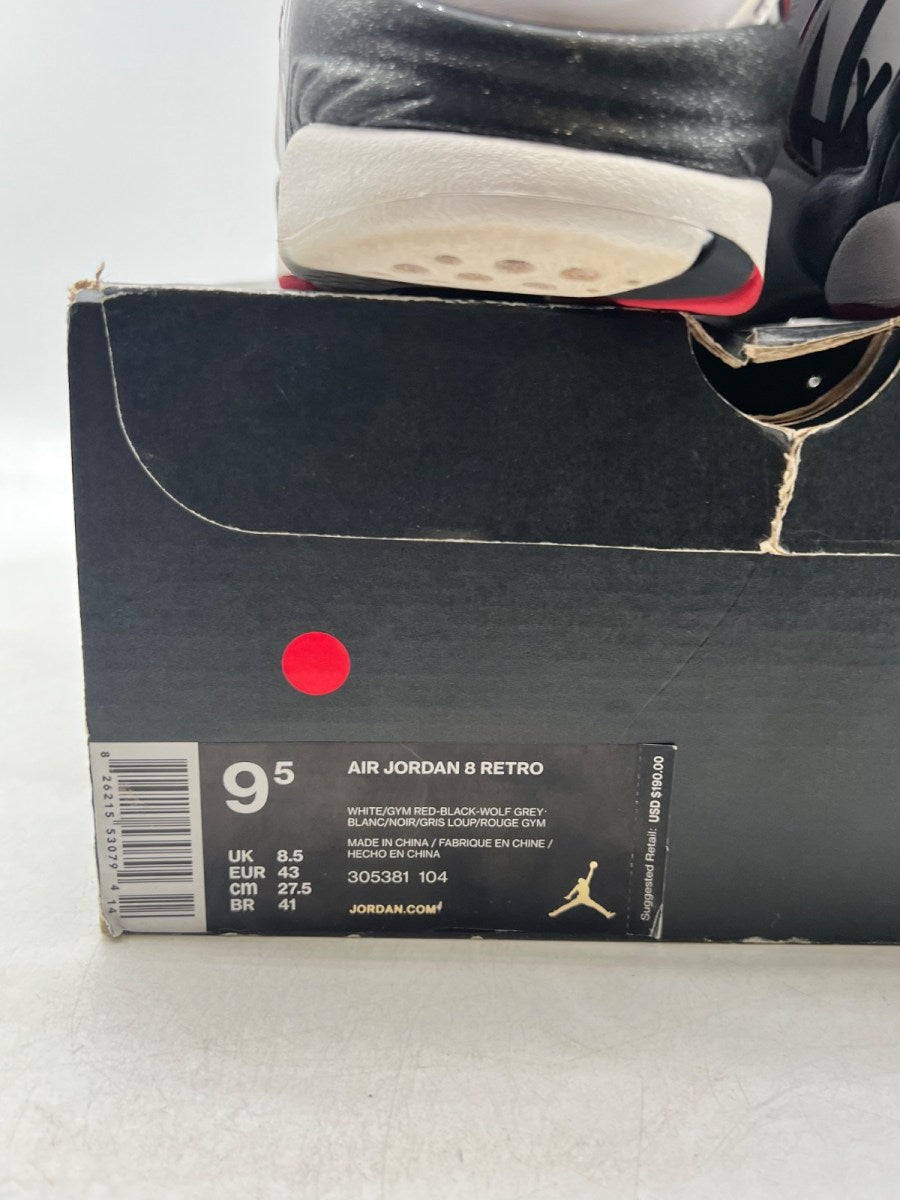 Jordan 8 Retro Alternate 9.5 (Moderately Worn Pre-Owned)JordanWhite/Gym Red-Black-Wolf Grey - Image 6