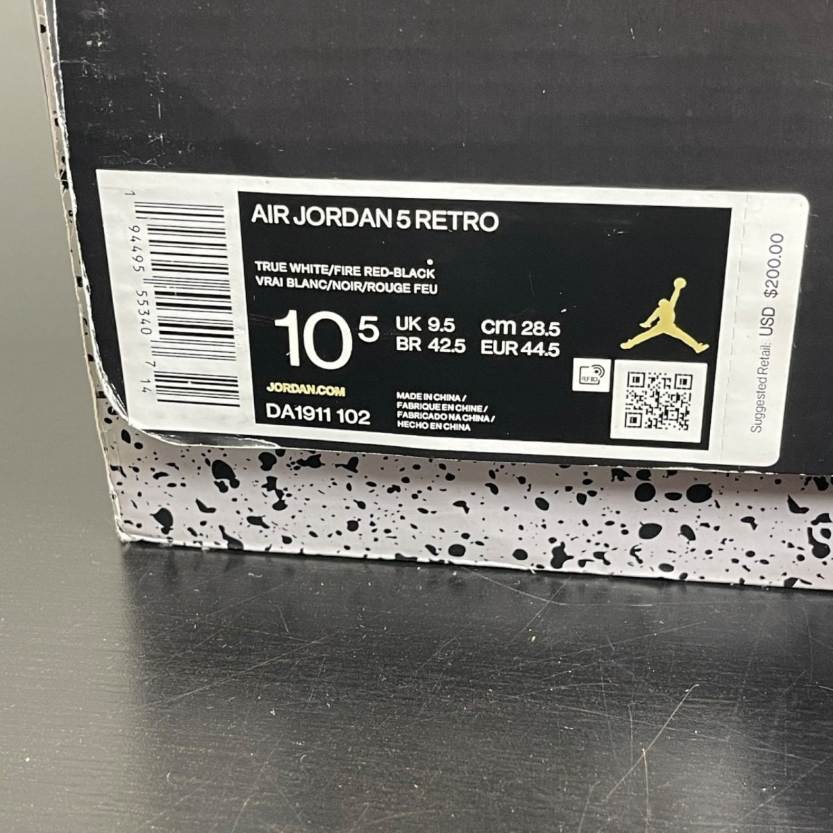 Jordan 5 Retro Fire Red Silver Tongue (2020) 10.5 (Moderately Worn Pre-Owned)JordanWhite/Black-Metallic Silver-Fire Red - Image 6