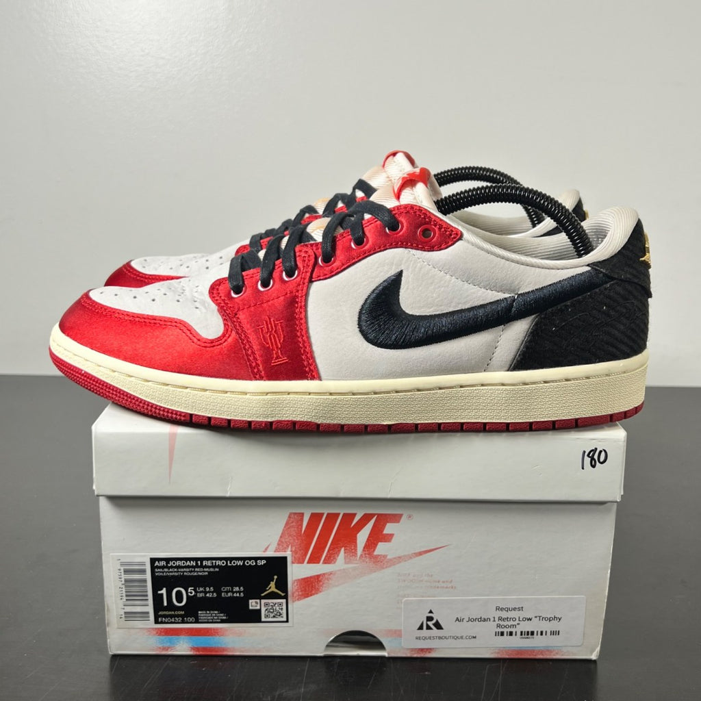 Jordan 1 Retro Low OG Trophy Room Rookie Card Away 10.5 (Moderately Worn Pre-Owned)JordanSail/Black-Varsity Red-Muslin - Image 3